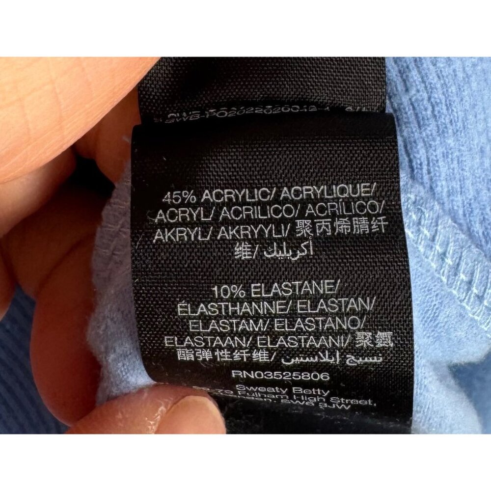 sweaty Betty Melody Luxe Fleece Pullover filter blue sz L athleisure - Picture 9 of 9